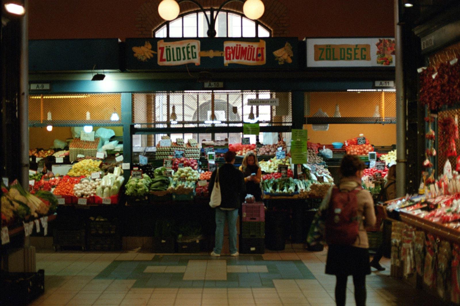 People on the Central Market Hall, Budapest, Hungary